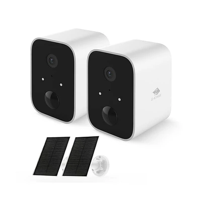 Z-edge SW02 2 Packs 1080P Full Hd Wireless Smart Cameras with Solar Panels, Supports Night Vision, Wi-Fi and Smartphone App