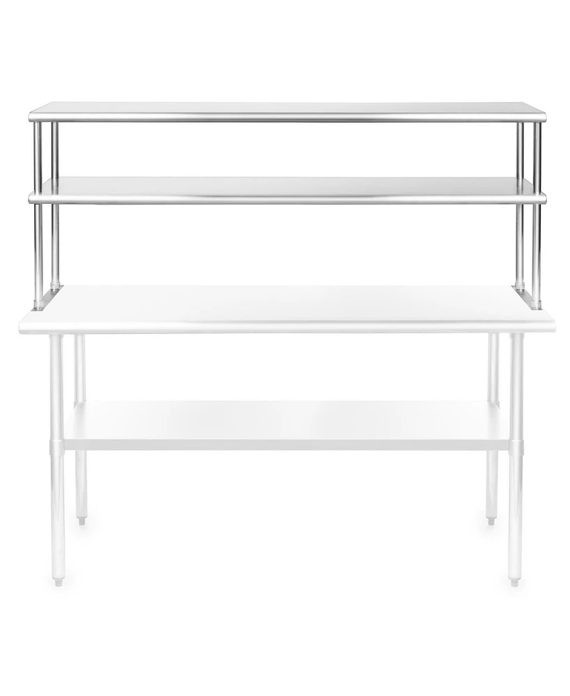 Gridmann Nsf Commercial Stainless Steel Double Overshelf 60" x 12" for Prep & Work Table