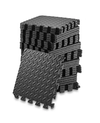 Philosophy Gym Pack of 12 Exercise Flooring Mats - 12 x 12 Inch Foam Rubber Interlocking Puzzle Floor Tiles