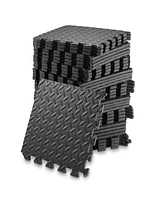 Philosophy Gym Pack of 12 Exercise Flooring Mats - 12 x 12 Inch Foam Rubber Interlocking Puzzle Floor Tiles