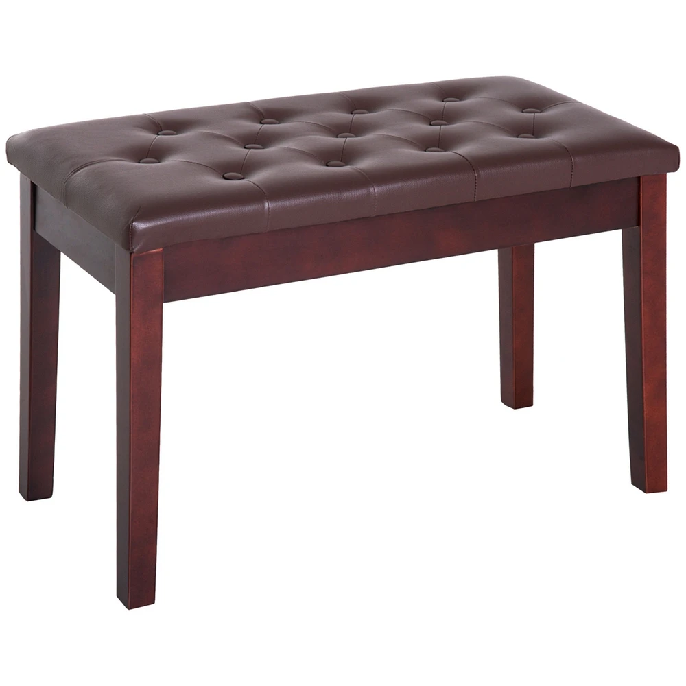 Homcom Pu Leather Piano Bench Padded Double Duet Storage Upholste Seat