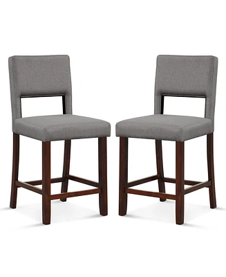 Sugift 2 Piece Bar Chair Set with Hollowed Back and Rubber Wood Legs