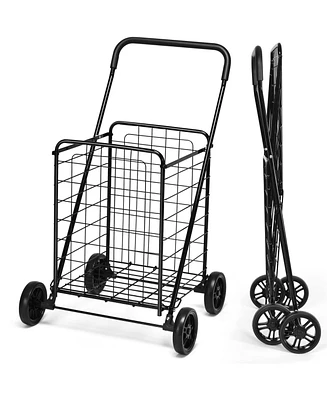 Sugift Portable Folding Shopping Cart Utility for Grocery Laundry