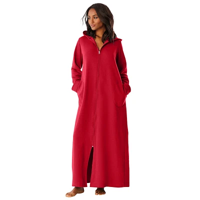 Dreams & Co. Plus Long Hooded Fleece Sweatshirt Robe