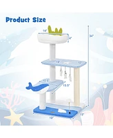 Ocean-themed Cat Tree with Sisal Covered Scratching Posts Hanging Interactive Toys