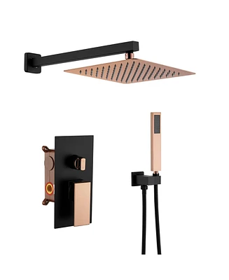 Mondawe 10" Wall Mounted Luxury Shower System Set with Handheld Spray, Rose Gold