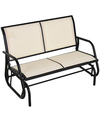 Outsunny Outdoor Glider Bench 2-Person Rocking Chair, Dark