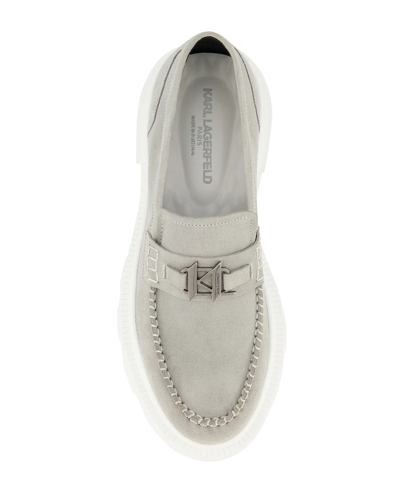 Karl Lagerfeld Paris Men's White Label Suede Kl Bit Moccasin Loafers