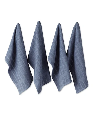 Design Imports Basic Terry Collection Windowpane Dishtowel Set, 16x26", Stonewash Solid, 4 Piece