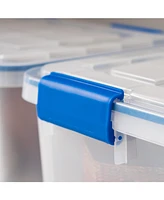 Iris 3 Pack 16 Quart WeatherPro Plastic Storage Box Durable Lid and Seal and Secure Latching Buckles