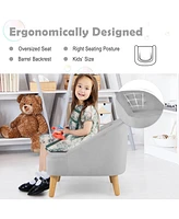 Kids Sofa Chair w/ Ottoman Toddler Single Velvet Upholstered