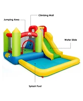 Bounce House Water Slide Jump Bouncer w/Climbing Wall