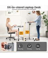 Adjustable Angle & Height Rolling Laptop Notebook Desk Stand Over Sofa Bed Table
