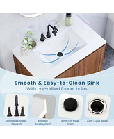 31" Bathroom Vanity Sink Combo Wooden Bathroom Storage Cabinet with Doors
