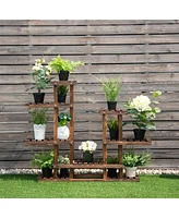 6Tier 13 Pots Wooden Plant Flower Display Stand Wood Shelf