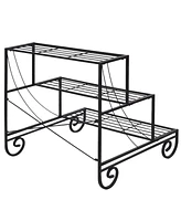 3 Tier Outdoor Metal Plant Stand Flower Planter Garden Display