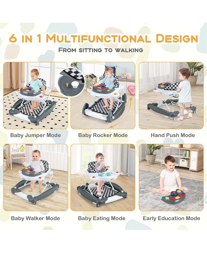 6 1 Baby Walker Adjustable Toddler & Activity Center with Music Tray