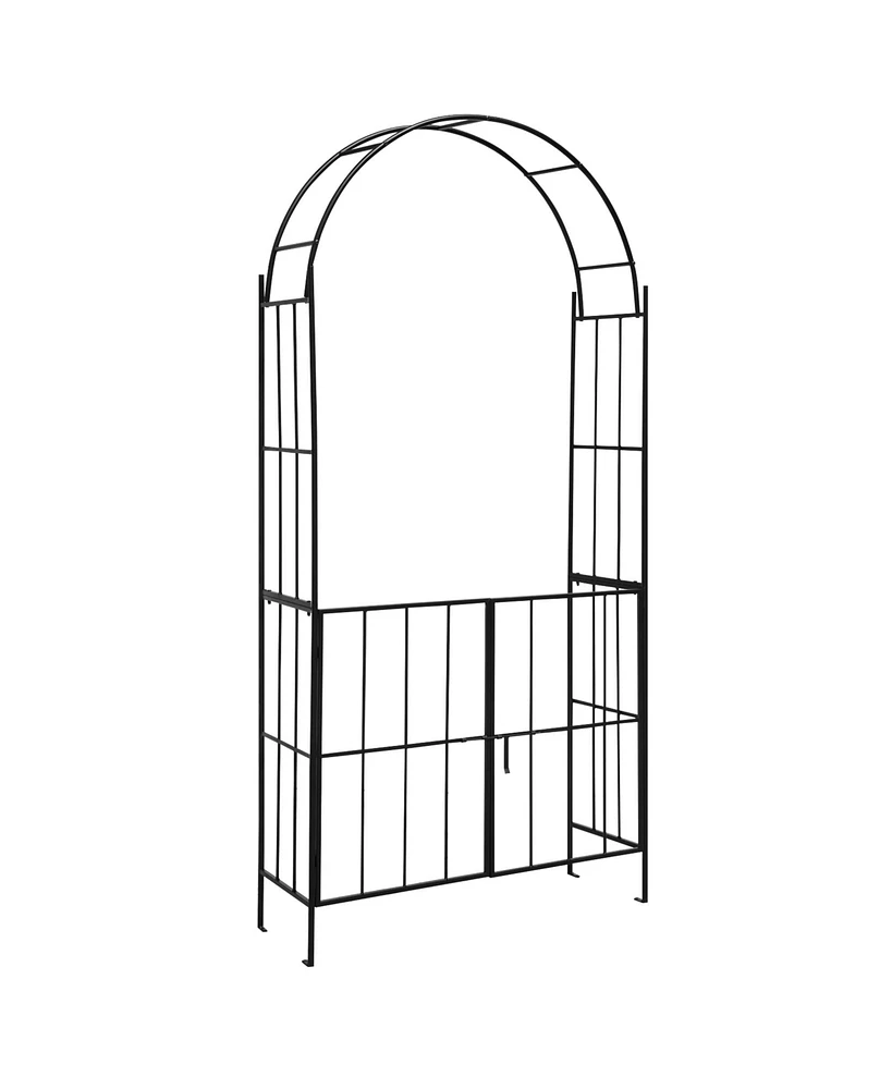 Garden Arch Arbor Trellis with Gate 7.5 ft Patio Archway Pergola for Wedding