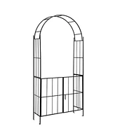 Garden Arch Arbor Trellis with Gate 7.5 ft Patio Archway Pergola for Wedding