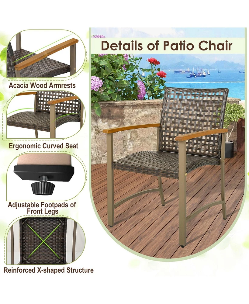 Set of 4 Patio Dining Chairs Outdoor Wicker Armchairs