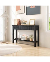 60'' Console Table Retro Entryway Sofa with 4 Drawers & Open Shelf