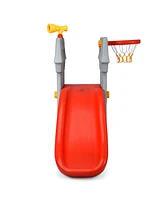 Children Climber Slide Set w/ Basketball Hoop and Telescope Toy Indoor & Outdoor
