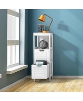 Bathroom Wooden Floor Cabinet Multifunction Storage Rack Stand Organizer Bedroom
