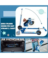 Folding Adjustable Height Kids Toy Kick Scooter Rear Brake 2 Flashing Wheels