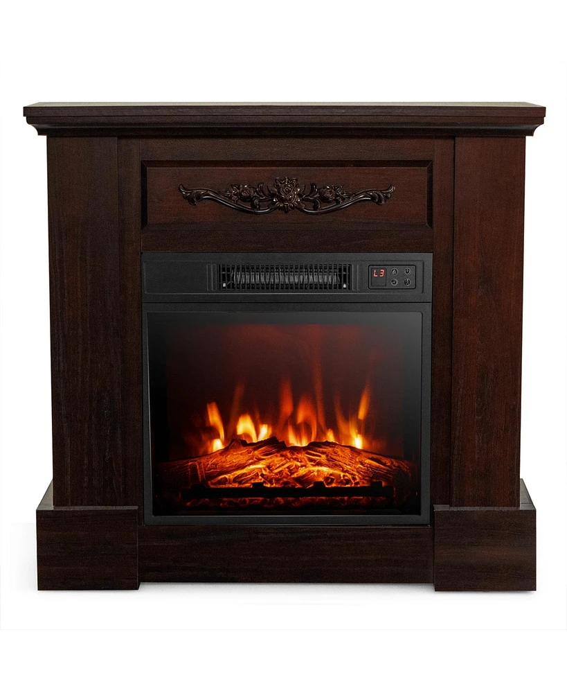 32'' Electric Fireplace Mantel Tv Stand Space Heater