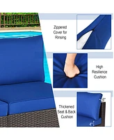 2PCS Patio Rattan Armless Sofa Sectional Furniture