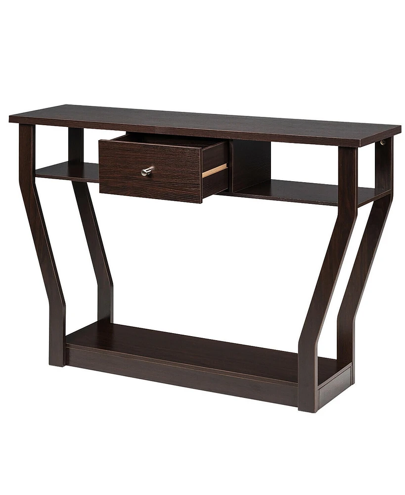 Costway Modern Sofa Accent Table with Drawer Entryway Hallway Hall