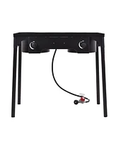 Double Burner Gas Propane Cooker Outdoor Camping Picnic Bbq Grill