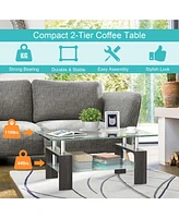 Rectangle Glass Coffee Table Metal Legs End Livingroom