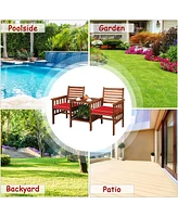 Patio Loveseat Conversation Set Acacia Wood Chair Coffee Table