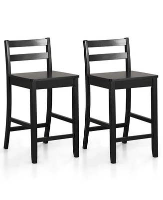 24-Inch Wooden Bar Stools Set of 2 with Ergonomic Backrest Counter Height