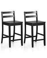 24-Inch Wooden Bar Stools Set of 2 with Ergonomic Backrest Counter Height