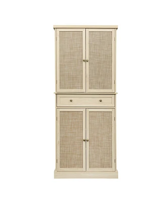 4 Door Cabinet With 1 Drawer, With 4 Adjustable Inner Shelves, Storage Cabinet