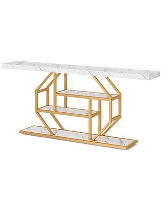 Tribesigns 70.9 inch Extra Long Console Table, Modern Sofa Table Behind Couch with Storage, 4 Tier Entryway Accent Table for Living Room, Hallway, Ent