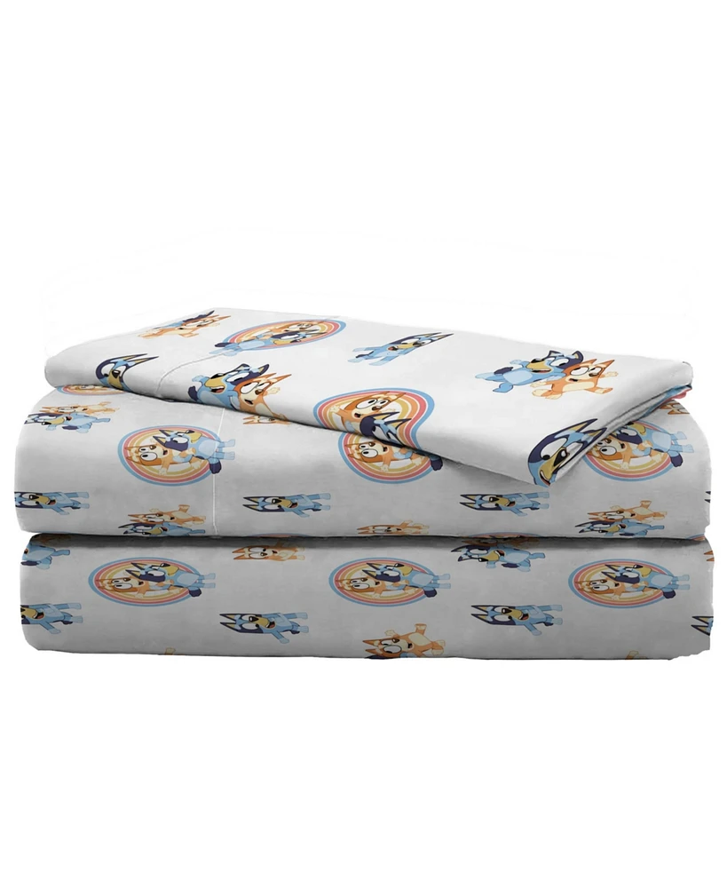 Saturday Park Bluey Rainbow the Clouds Queen 100% Organic Cotton Sheet Set