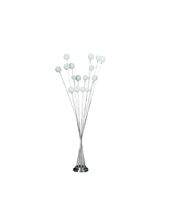 61.5" In 16-Light Acrylic Globe Aluminun Led Chrysanthe Silver Chrome Metal Floor Lamp