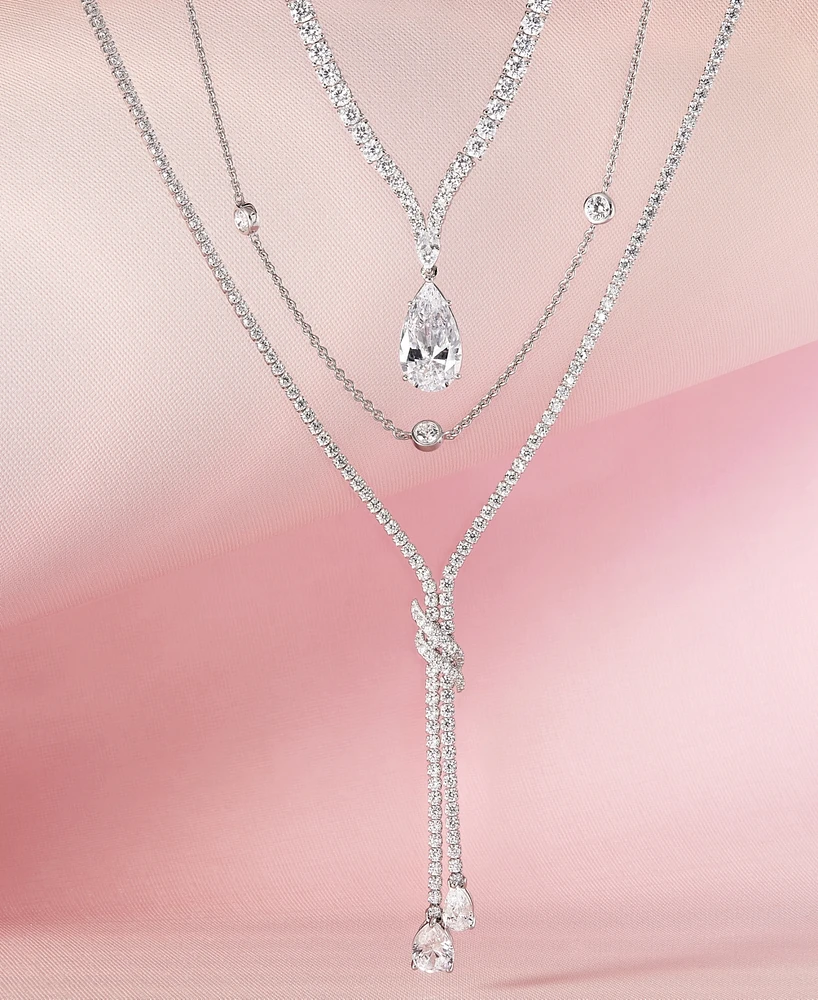 Arabella Sterling Silver Necklace, White Round-Cut Cubic Zirconia 7-Station Necklace (3-1/6 ct. t.w.)
