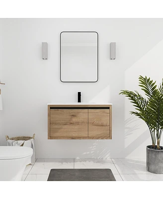 36 Inch Wall Mounted Bathroom Vanity With Gel Sink