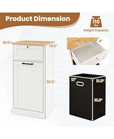 Laundry Cabinet Freestanding Tilt Out Laundry Hamper with Basket Drawer Organizer