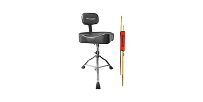 5 Core Drum Throne with Backrest Thick Padded Adjustable Guitar Stool Motorcycle Style Saddle Music Chair Seat for Adult Drummers