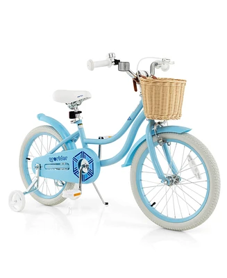 18" Kid's Bike with Training Wheels Adjustable Handlebar Seat Handbrake