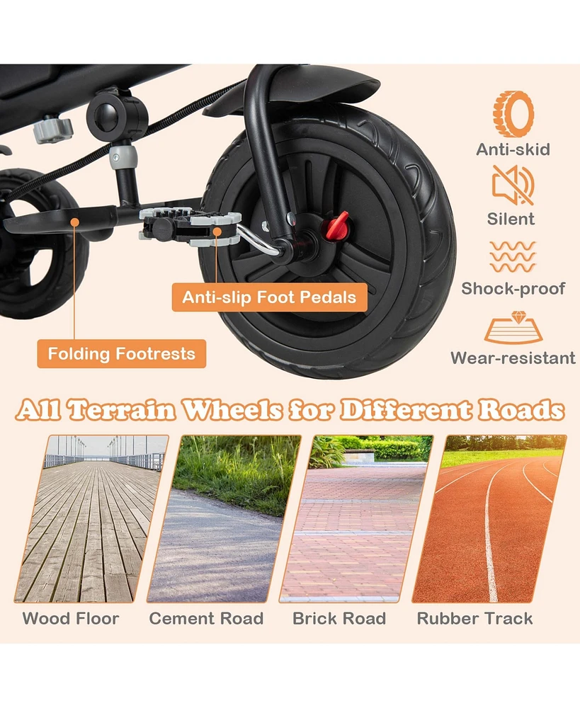 Costway Toddler 4-in-1 Multifunctional Tricycle Trike with Removable Canopy & Push Handle