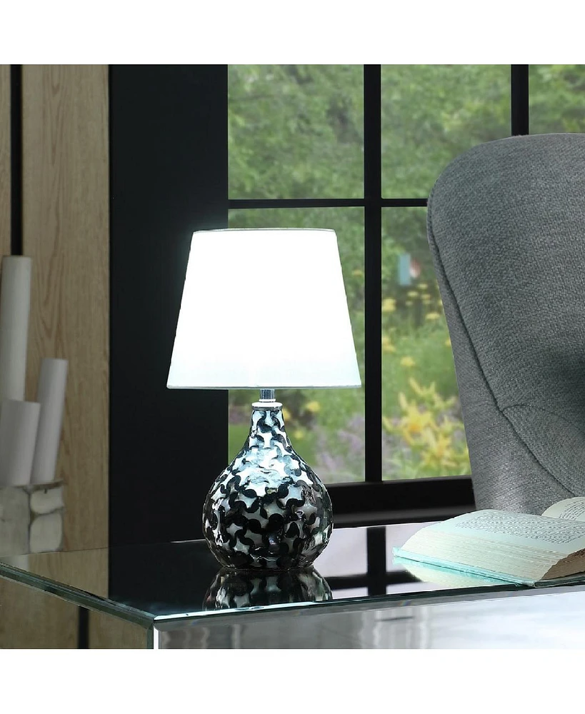 11.5" In Modern Black Seashell Swirl Pattern Mini Polyresin Table Lamp