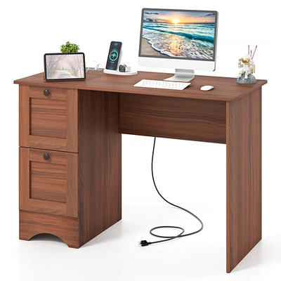 Vintage Computer Desk Home Office Study Table Spacious Workstation w/ 3 Drawers