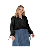 Standards & Practices Plus Long Bishop Tie Sleeve Chiffon Blouse