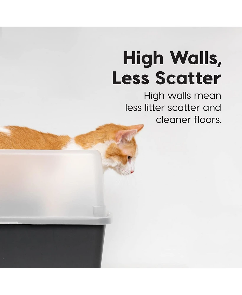Iris Cat Litter Box with Shield and Scoop, Black